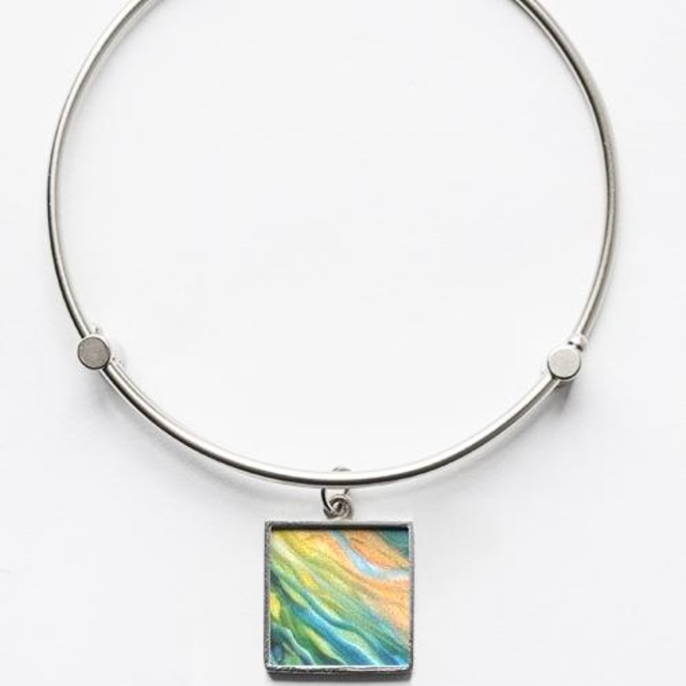 Color Explosion Square Beveled, Charm Bracelet